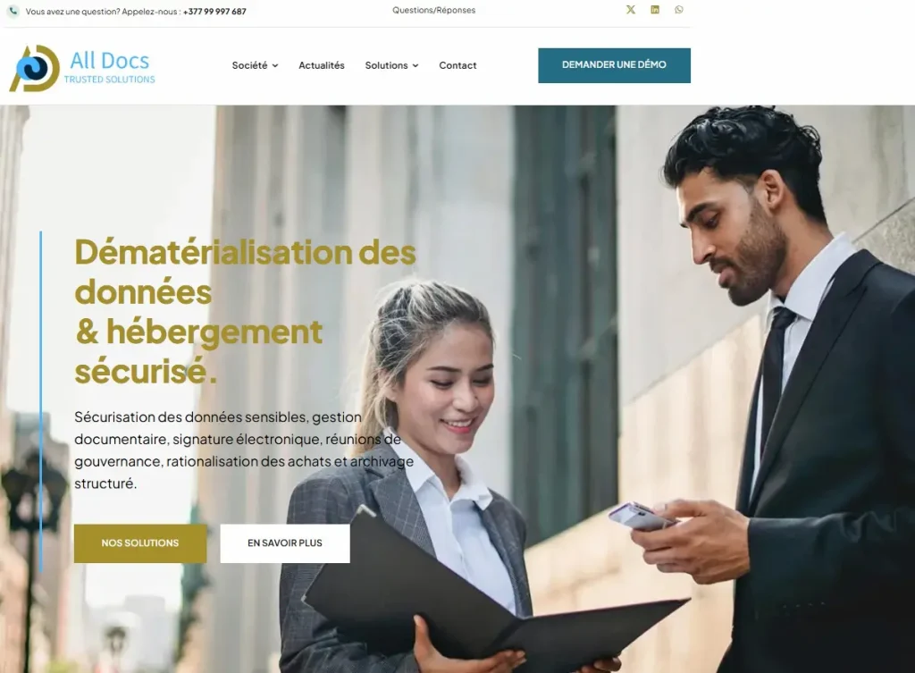 screen de la page d'accueil du site web alldocs.mc 