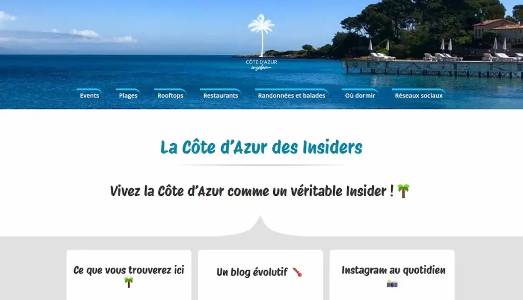 extrait de la page d'accueil du blog cote d'azur insider qui liste les derniers articles publiés donc celui sur les terraillers a biot